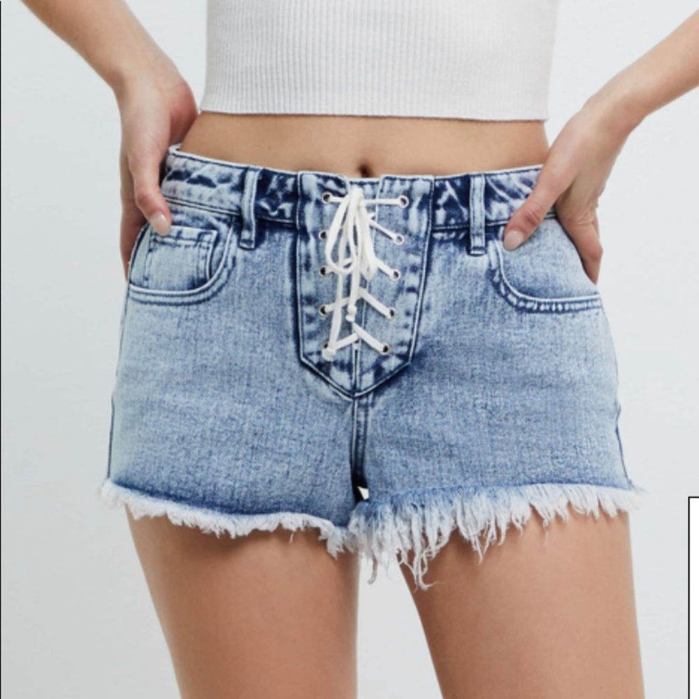 PacSun short Lacey Blue High Waisted Denim Festival Shorts size 22